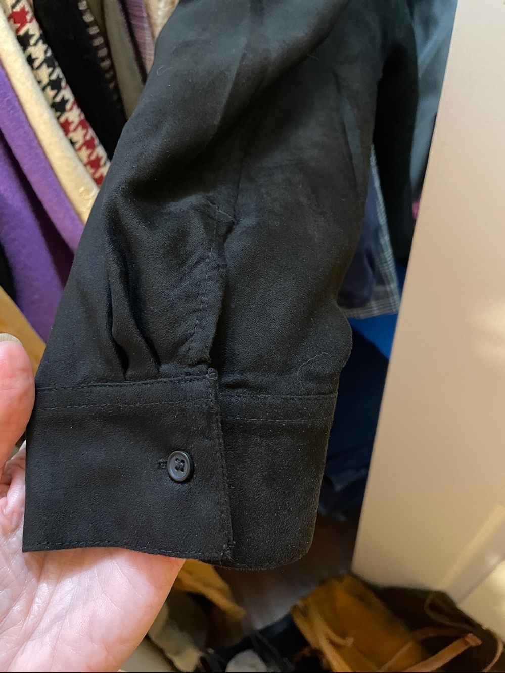 Banana Republic Vegan Suede Black XL Jacket/Shirt with Belt - Picture 6 of 10
